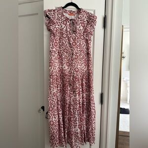 Oliphant Rose Print Tiered Maxi Dress